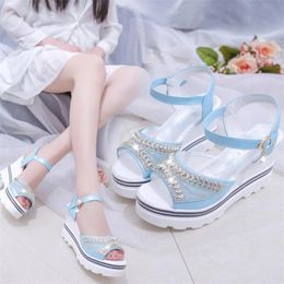 Sandals Wedge With Female Fish Mouth Buckle Flat Bottom Platform Waterproof Thick Cake Women's ShoesSandals