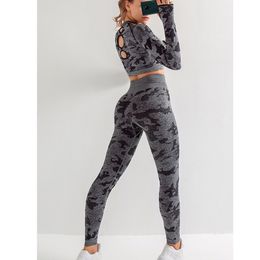 Tie Dyeing Seamless Yoga Set Gym Fitness Two Piece Women Clothing Workout High Waist Sexy Back Leggings Sportswear 220330