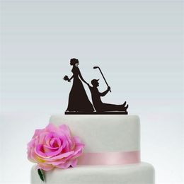 Wedding Topper Custom Sport wedding cake topper Acrylic silver glitter Lover Ever Cake TopperBride & Groom Golf D220618