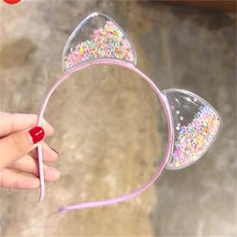 Cute cat ears headband girl baby Korean children quicksand crown headband hairpin princess hair accessories female S1