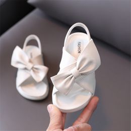 Summer Kids Sandals For Girls Leather Toddler Shoes Bowtie Soft Sole Sandale Enfant Fille Fashion Slippers Children 220525