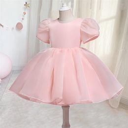 Fluffy Girls Princess Party Dress for Kids Tutu Solid Children es 3-8 Y Birthday Ball Gown Wedding Prom Girl 220422