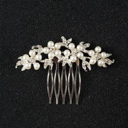 Headpieces Bridal Wedding Tiara Pearl Silver Plated Crystal Small Hair Comb Alloy Dress Accessories