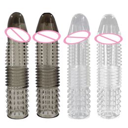 TAOQI Male Masturbator Transparent Crystal Cover Penis Enlargement Lock Essence Wolf Tooth Husband and Wife Fun Products Beauty Items