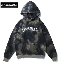 Mens Hip Hop Tie dye Hoodie Sweatshirt Graffiti Streetwear Harajuku Hoodies Pullover Hipster Clothes Autumn Hoodie tops 201126