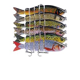 12 color 12cm 18.5g ABS Bass Fishing Hooks Topwater Bass Lure Fishing Lures Multi Jointed Swimbait Lifelike Hard Bait Trout Perch K1607