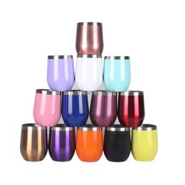 Red Wine Cup Stainless Steel Hot Coffee Mug Tumbler Double Wall Egg Shape Cute with Lid Water Insulated Multi Color Thermo AA 2022