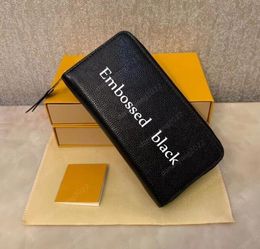 AAA Fashion Women Clutch Leather Wallet Single Zipper Wallets Lady Ladies Long Classical Purse with Orange Box Card