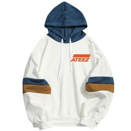 Kpop ATEEZ Idol Fan Support Hoodies Men Women Kpop Popular Hip Hop Streetwear Sweatshirt Long Sleeve Patchwork Sudaderas T200407