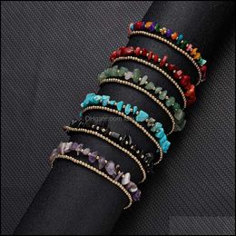 Anklets Jewellery Selling Bohemian Style Natural Gravel Anklet Double-Layer Retro Bell Hand Woven Beaded Foot Chain Drop Delivery 2021 Rmdvd