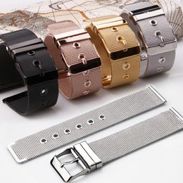 Watch Bands Fashion Stainless Steel Watchband Ultra-Thin Strap Pin Buckle Fine Woven Contracted Office Band 14/16/18/20/22/24mm Hele22