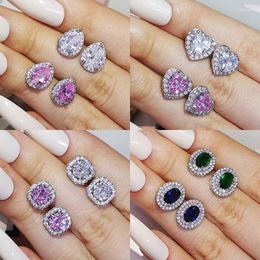 Stud 2pcs Per Pack 2022 Arrival Fashion Luxury Silver Colour Korean Pink Green Black Earing For Women Party Gift Jewellery Z17Stud Dale22 Farl2