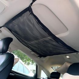 Car Organiser Accessories Interior Ceiling Mesh Net Storage Bag Auto Sundries Pocket Adjustable Cargo UniversalCar