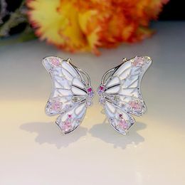 Stud Vintage Butterfly Earrings With Diamond Crystal Fashion Women's Birthday Matching Gifts Jewellery AccessoriesStud