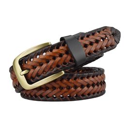 Belts ANPUDUSEN Braided For Mens Woven Luxury Cow Genuine Leather Straps Hand Knitted Designer Man Jeans Girdle Male