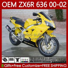 Gloss yellow Injection Bodys For KAWASAKI NINJA ZX-636 ZX 6R 600 CC 6 R ZX636 ZX-600 00-02 Bodywork 133No.38 ZX 636 600CC ZX-6R ZX6R 00 01 02 ZX600 2000 2001 2002 OEM Fairing