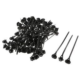 Car Organizer 70 Pieces Boat Trailer Zip Ties Wrap Push Rivet Clip Wiring 185mm Black