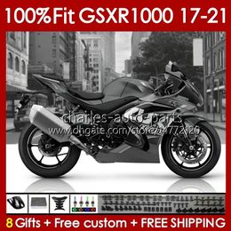 OEM Body For SUZUKI GSXR 1000 CC GSXR1000 K17 17-21 Bodywork 146No.101 GSXR-1000 1000CC 2017 2018 2019 2020 2021 GSX-R1000 17 18 19 20 21 Injection Fairing glossy grey