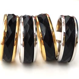 30pcs/lot Diamond Shape Surface Stainless Steel Ring Gold Plated & Silver Color Unique Wedding Rings Men's Trendy Ring Female Jewelry