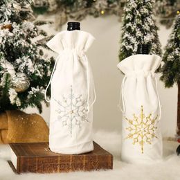 Gift Wrap 10pcs Christmas Wine Bottle Covers Bag Snow Table Decorations For Home Champagne Cover Xmas Year NavidadGift