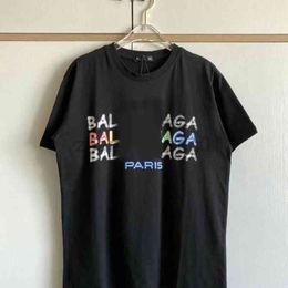 Designer Balanciagas T Shirt Vintage Oversized Sweat Luxe Fashion New Colour Letter Graffiti Printing Rainbow Men Women Lovers Cotton Short Loose Balenciga TEE