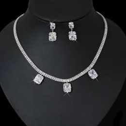 Earrings & Necklace Janekelly 2pcs Bridal Zirconia Full Jewelry Sets For Women Party Luxury Dubai Nigeria CZ Crystal Wedding SetsEarrings Ea