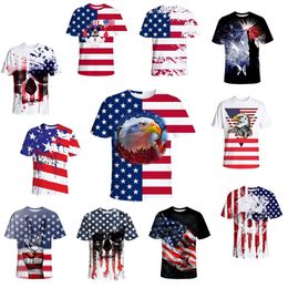 latest Design 3D Printing USA Flags T Shirts US Men Women Party Supplies Summer Holiday Casual Shirts Short sleeve sxaug03