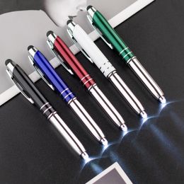 Metal LED Lamp Pen Three-in-One Touch Screen Capacitive Stylus Ballpoint Pen with Light Multifunctional Lamp Pen