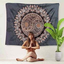Flowers Mandala Tapestry Bohemia Yin Yang Yoga Blanket Hanging Wall Rugs Psychedelic Carpet Wall Cloth Tapiz Boho Decor Carpet J220804