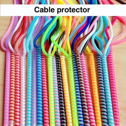 Audio Cables 60cm Colours Data Cable Protective Sleeve Spring twine USB Charging earphone Case Cover Bobbin winder