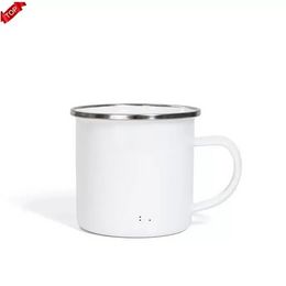 12oz Sublimation Enamel Mug Heat Transfer Enamelled Tumblers with Handle 350ml Blank White Sublimated Coffee Mugs FY4394 B0512