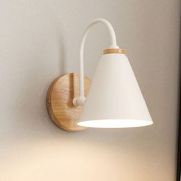 Wall Lamp Wood LED Iron Bedside Light Modern Nordic Solid Bedroom Living Room Aisle Sconce Fixture Decor ArtWall