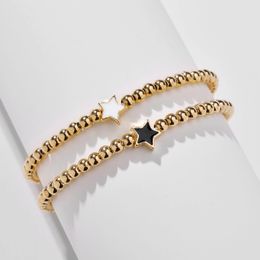 Strands 8 pcs CCB Beaded Enamel Heart Charm Bracelets for Women 2022Trendy Designer Elastic Star Bangles Friendship