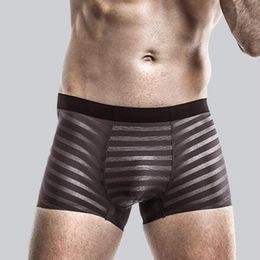 Underpants Men 3 Pieces Underpant Sexy Summer Thin Transparent Ice Silk Boxers Breathable Waists Pants Underwear BoxersUnderpants