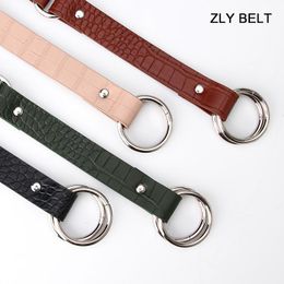 Belts 2022 Fashion Belt Women Men Slender Type PU Leather Material Double Ring Round Alloy Buckle Quality Luxury Casual StyleBelts