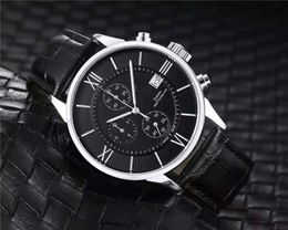 2022 Fashion Business Polished Case Quartz Leather Strap Multifunctional Watch