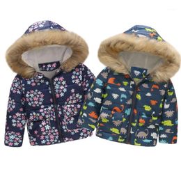 Toddler Baby Girl Boy Cute Coat Floral Winter Warm Jacket Hooded Windproof Fashion Children Kids Soft