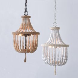 Pendant Lamps American Country Wooden Bead Decoration Chandelier Entrance Bedroom Dining Room Study Staircase LampPendant