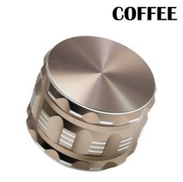 The latest 75x48mm Smoke grinder four layer screen layer with leather ring aluminum alloy round hole speaker supports customized logo