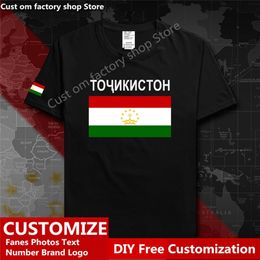 Tajikistan Country Flag T shirt Free Custom Jersey DIY Name Number 100 Cotton T shirts Men Women Loose Casual T shirt 220616