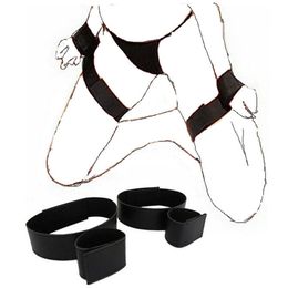 2021 New Arrival sexy Toys For Couple Bondage Handcuffs Neck Ankle Cuffs Open Leg Nylon Slave