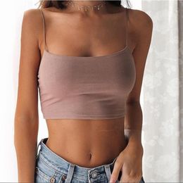 Sexy Tank Top Black Halter Crop Tops Women Summer Camis Backless Camisole Fashion Casual Tube Top Female Sleeveless Cropped Vest 220607