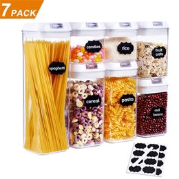 7 Pcs Food Storage Container Glass Jars Sealed Cans With Cover Kitchen Food Storage Bottles Mason Spice Jars Candy Storage Banks T200506