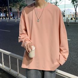 Men's T-Shirts Multicolor O-neck T-shirt Men Fashion Casual Solid Colour Long-sleeved T Shirt Korean Loose Pullover Tshirt S-3XL