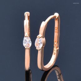Hoop & Huggie Water Drop Shape Cubic Zirconia Earrings For Women 585 Rose Gold Colour Jewellery Wedding 2022 Trend ZD1 LK6Hoop Odet22