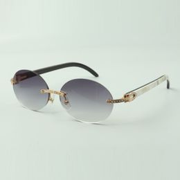 White outside black inside Buffs sunglasses 8100903-B with small diamond sets and 58mm oval lenses