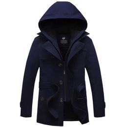 Men's Trench Coats Fashion High Quality Thick Men Coat Warm Outerwear Casual Jacket With Big Size M-4XL OvercoatMen's