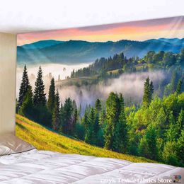 Tapestry Sunset Sunshine Forest Carpet Wall Hanging Boho Psychedelic Hippie Art