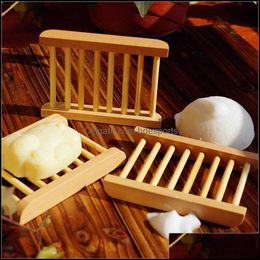 Soap Dishes Bathroom Accessories Bath Home Garden Wooden Natural Tray Holder Hollow Rack Plate Container Shower Drop Delivery 2021 Urx7S
