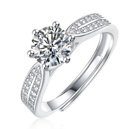 Real Moissanite Luxury Sun Flower Ring 1 CT Diamond Lotus Ring Women Fancy Wedding Rings Sterling Silver Jewellery Include Box